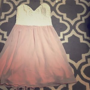 white and pink strapless dress